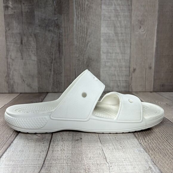 Crocs Women's Classic Slide Sandal Comfort Two Strap Slip On White Size 8 - Picture 6 of 16
